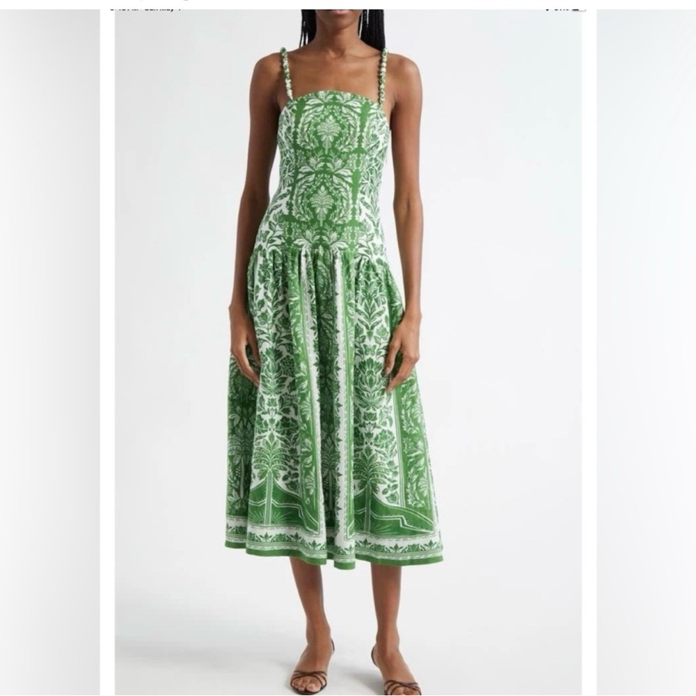 Farm Rio Delicate Tapestry Euroflax™ Premium Linen Midi Dress. Still in store.